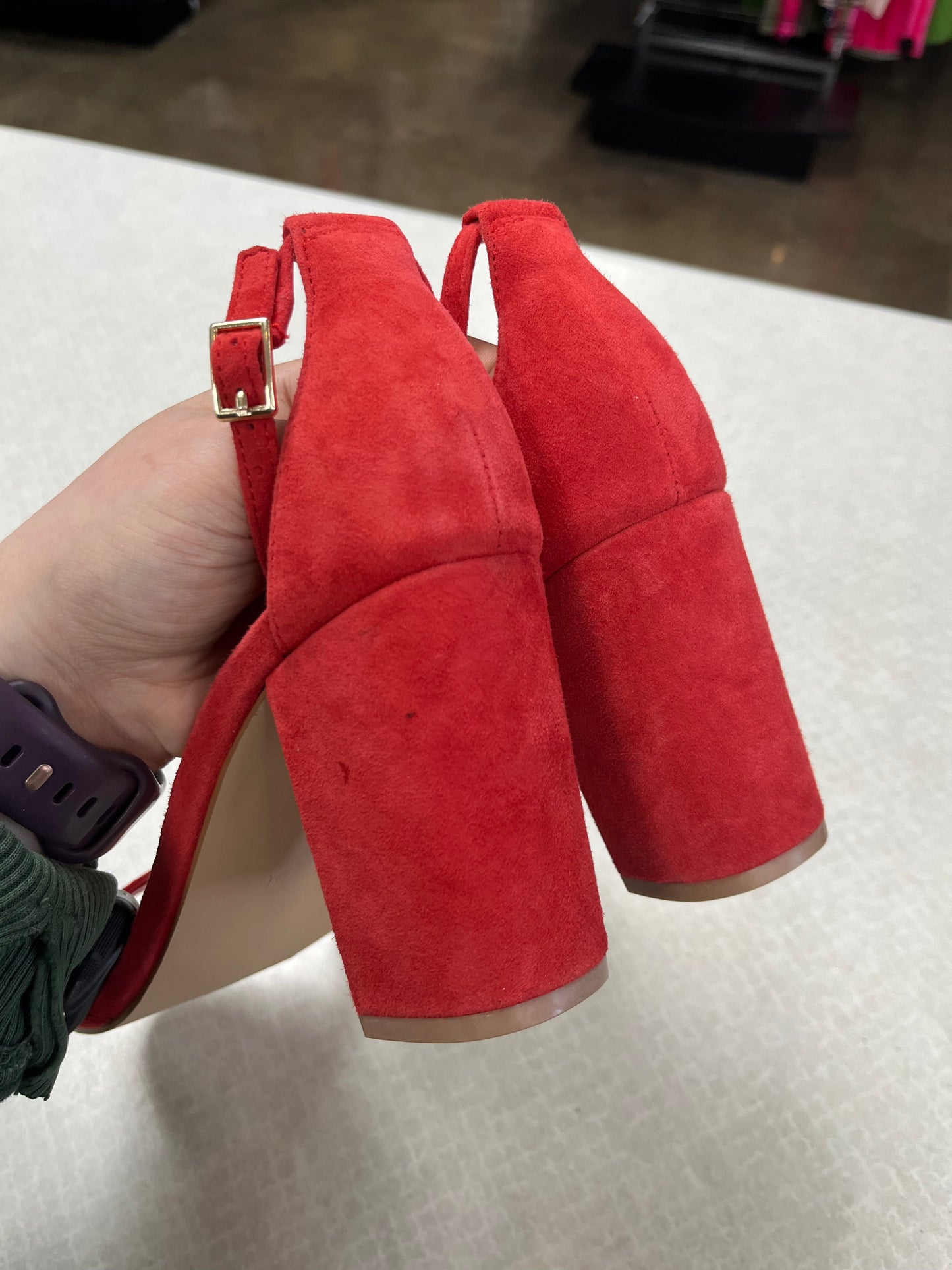 Sandals Heels Block By Steve Madden In Red, Size:9