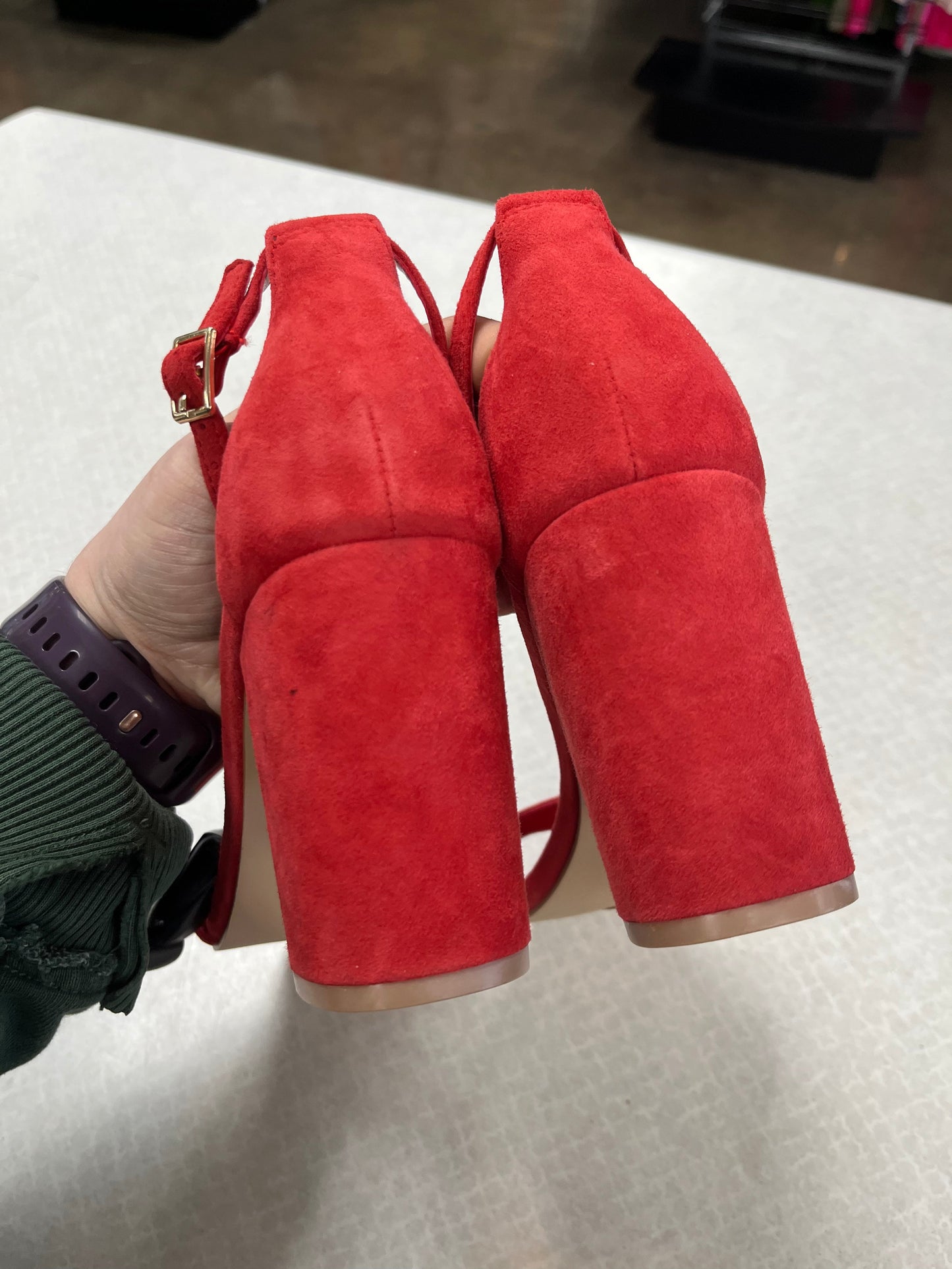 Sandals Heels Block By Steve Madden In Red, Size:9