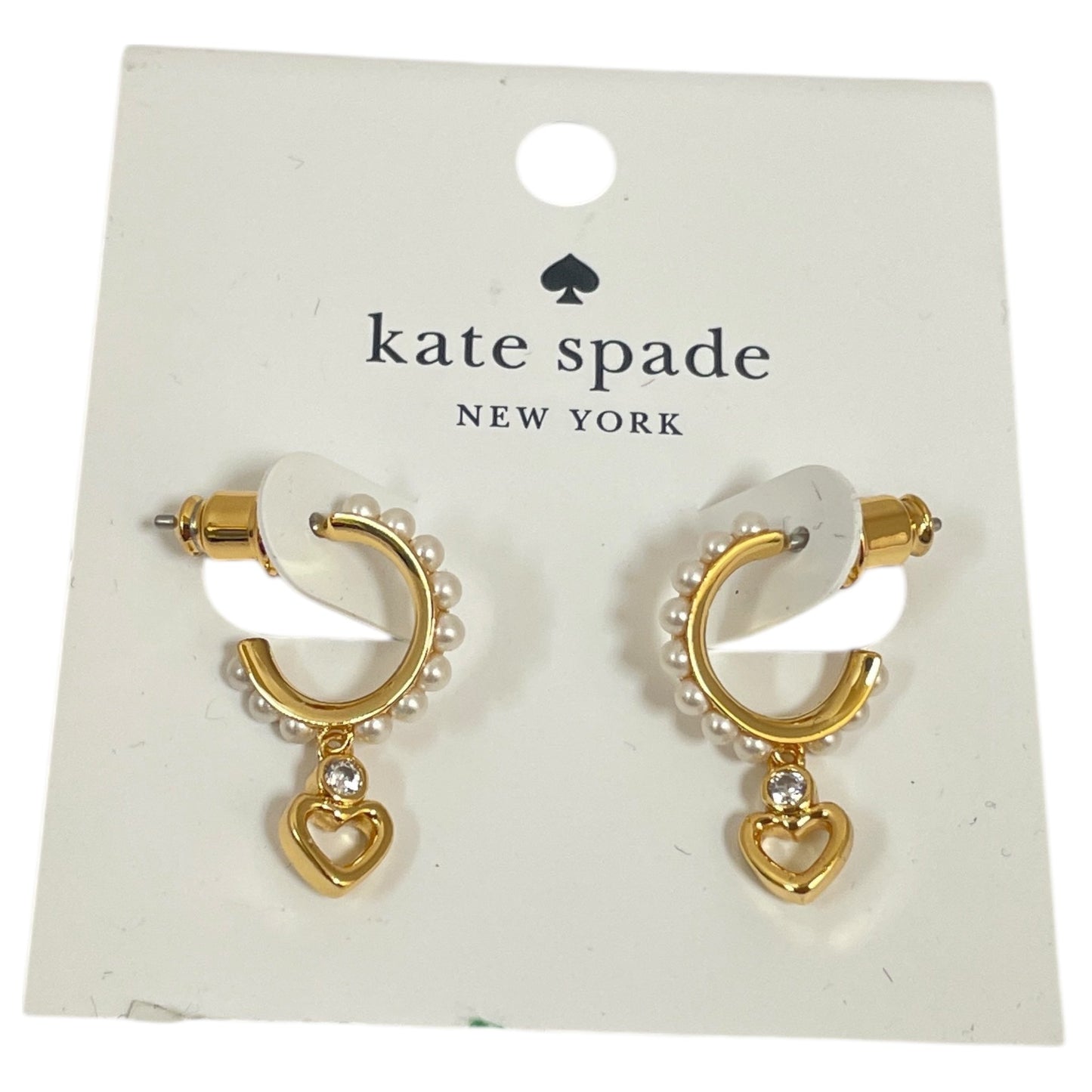 Earrings Designer By Kate Spade In Gold & White