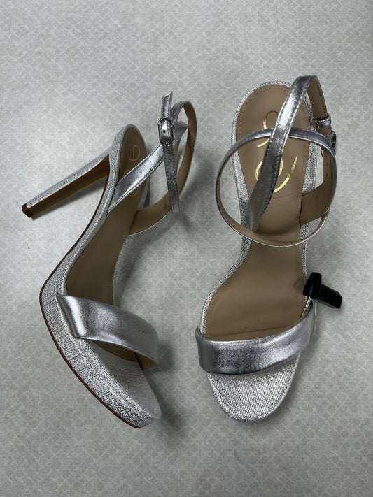 Sandals Heels Stiletto By Sam Edelman In Silver, Size:9.5