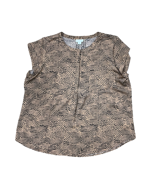 Top Sleeveless By Liz Claiborne In Black & Brown, Size:1X