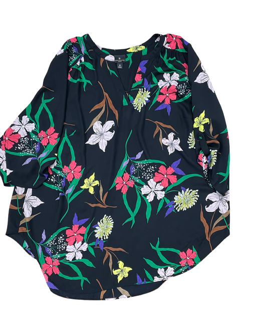 Top 3/4 Sleeve By Worthington In Black & Green, Size:2X