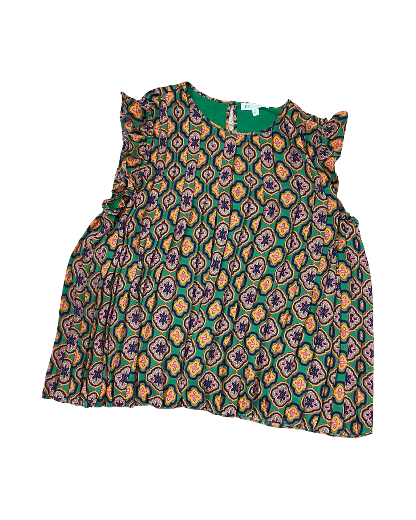 Top Sleeveless By Dr2 In Green & Orange, Size:Xl