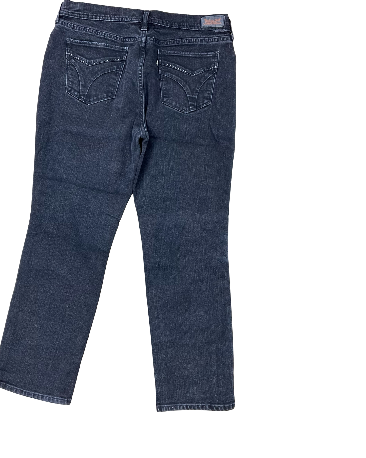 Jeans Straight By Levis In Black Denim, Size:14P