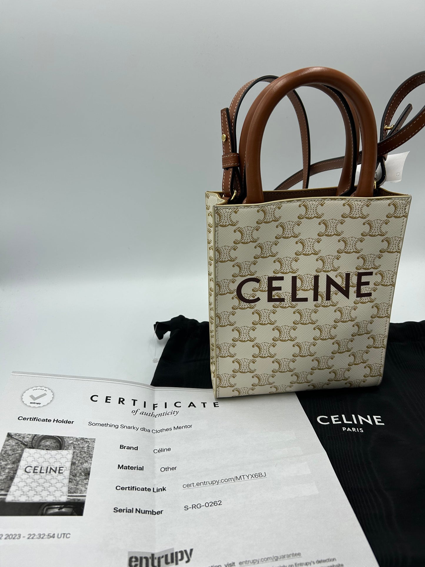 Like New! Celine Triomphe Canvas Calfskin Cabas Designer Handbag