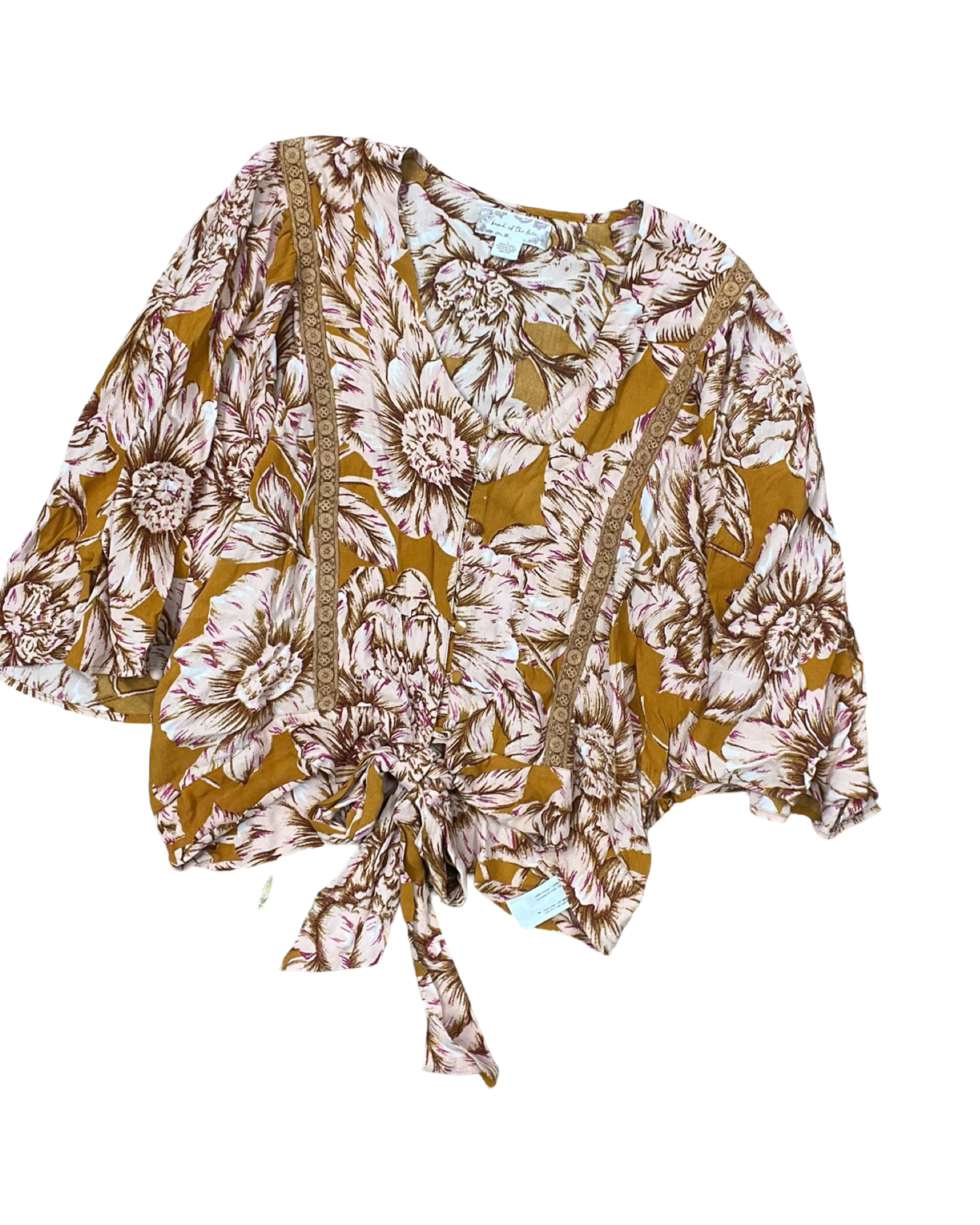 Top Ss By Clothes Mentor In Orange & White, Size:L