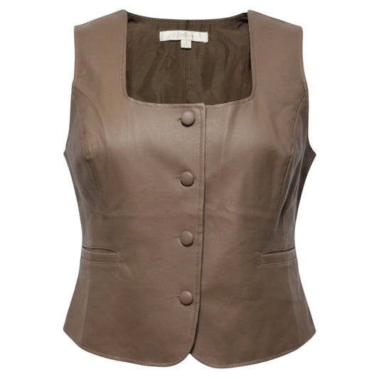 Faux Leather Vest By Flat White X Anthropologie In Brown, Size: M