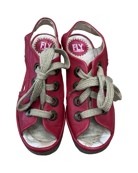 Sandals Heels Platform By Fly London In Red, Size:6.5
