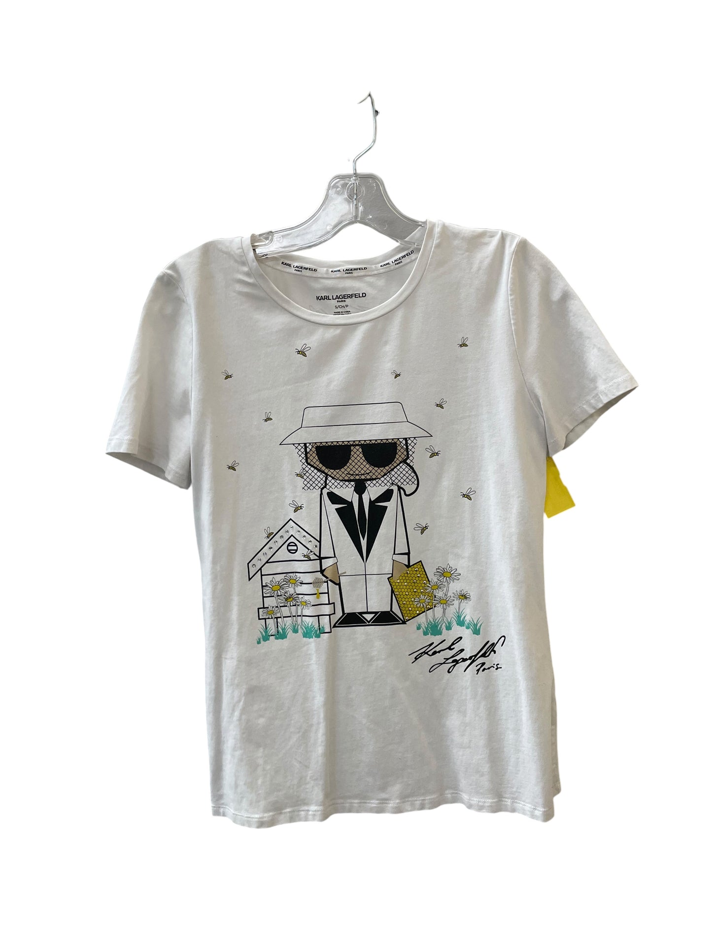 Top Ss Designer By Karl Lagerfeld In Black & White, Size:S