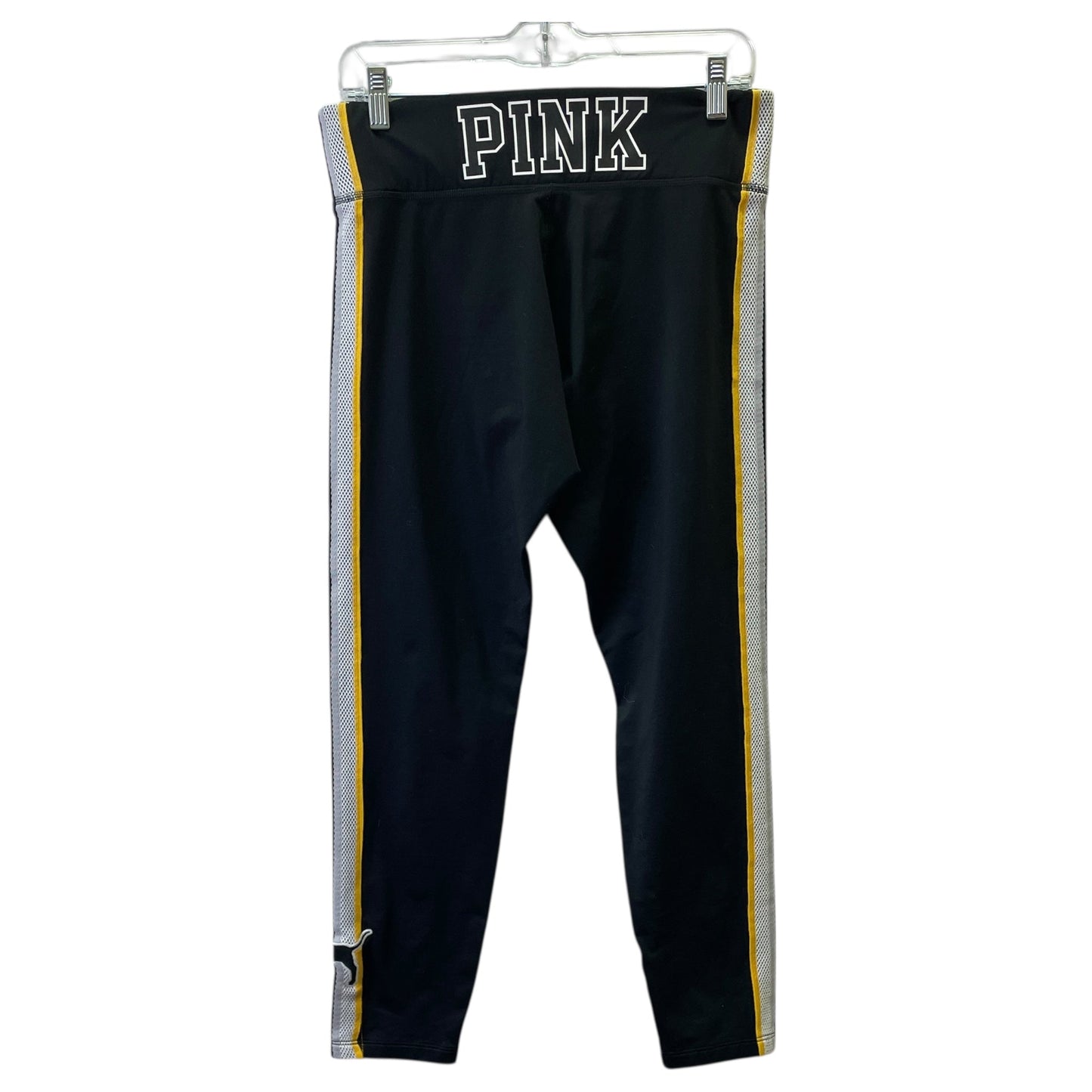 Athletic Leggings By Pink In Black & Yellow, Size:L
