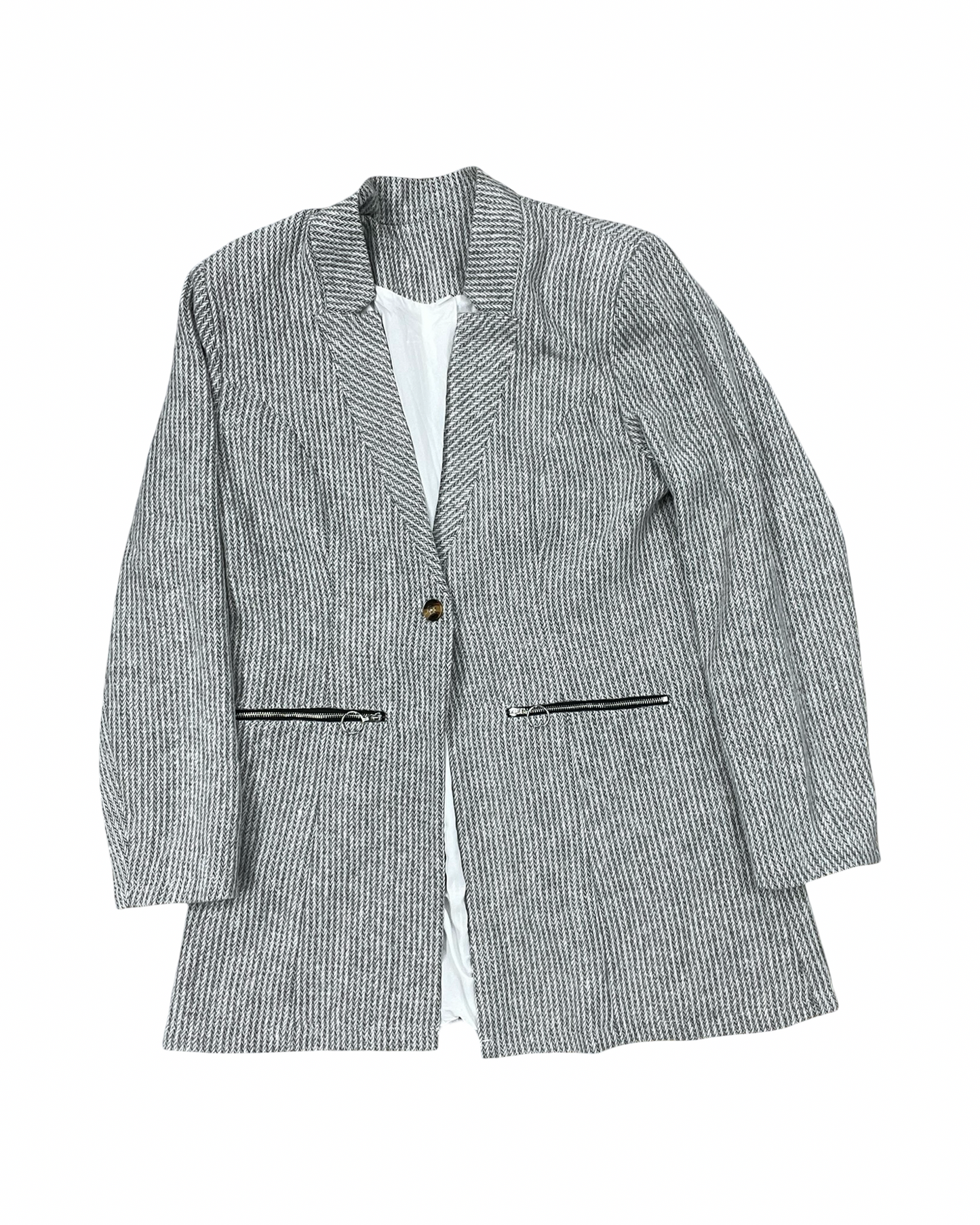 Blazer By Clothes Mentor In Grey, Size:L