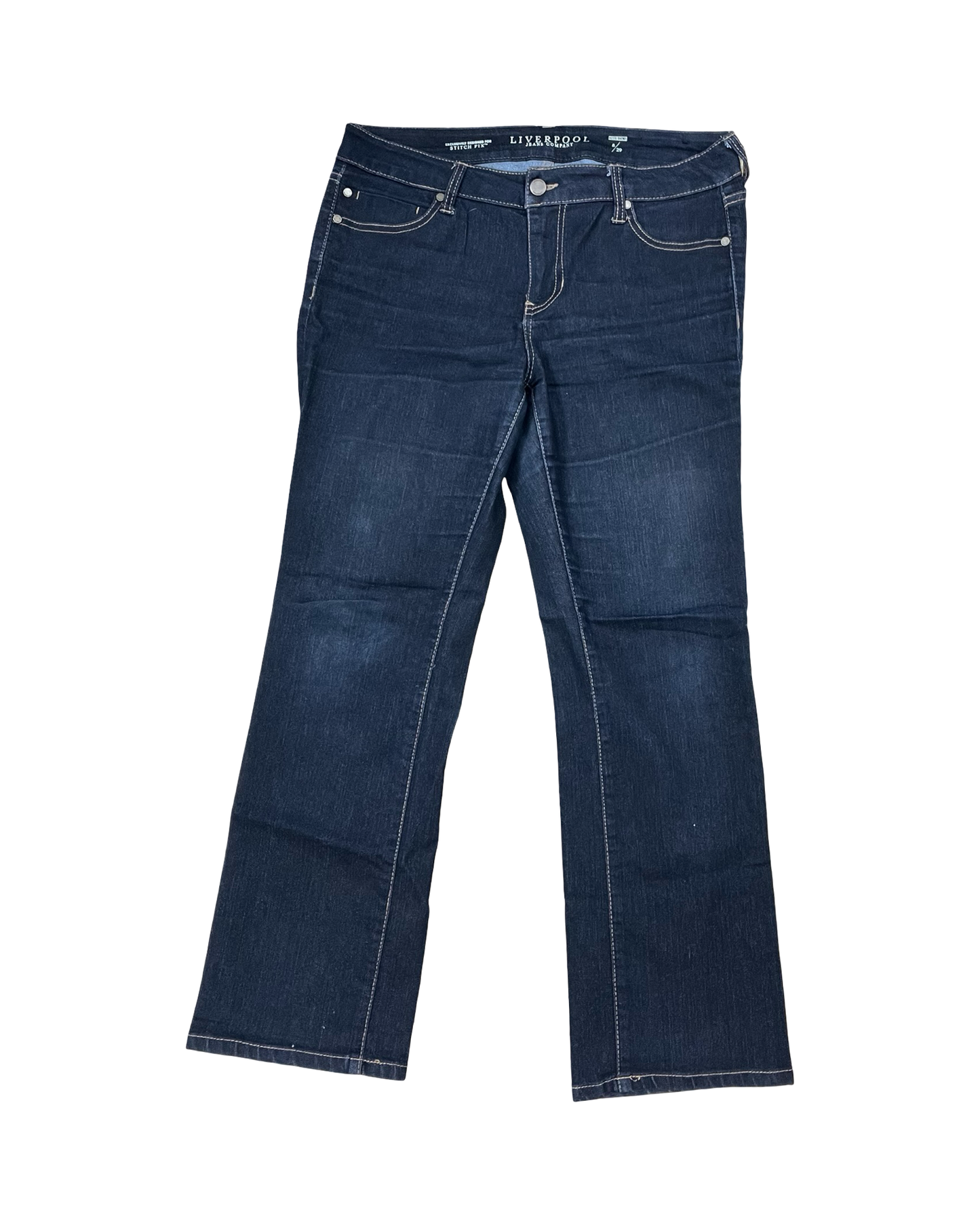 Jeans Straight By Liverpool In Blue Denim, Size:8