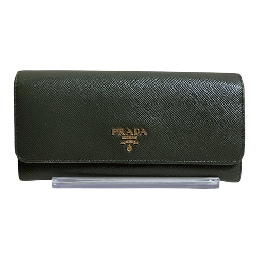 Wallet Luxury Designer By Prada In Green, Size:Large