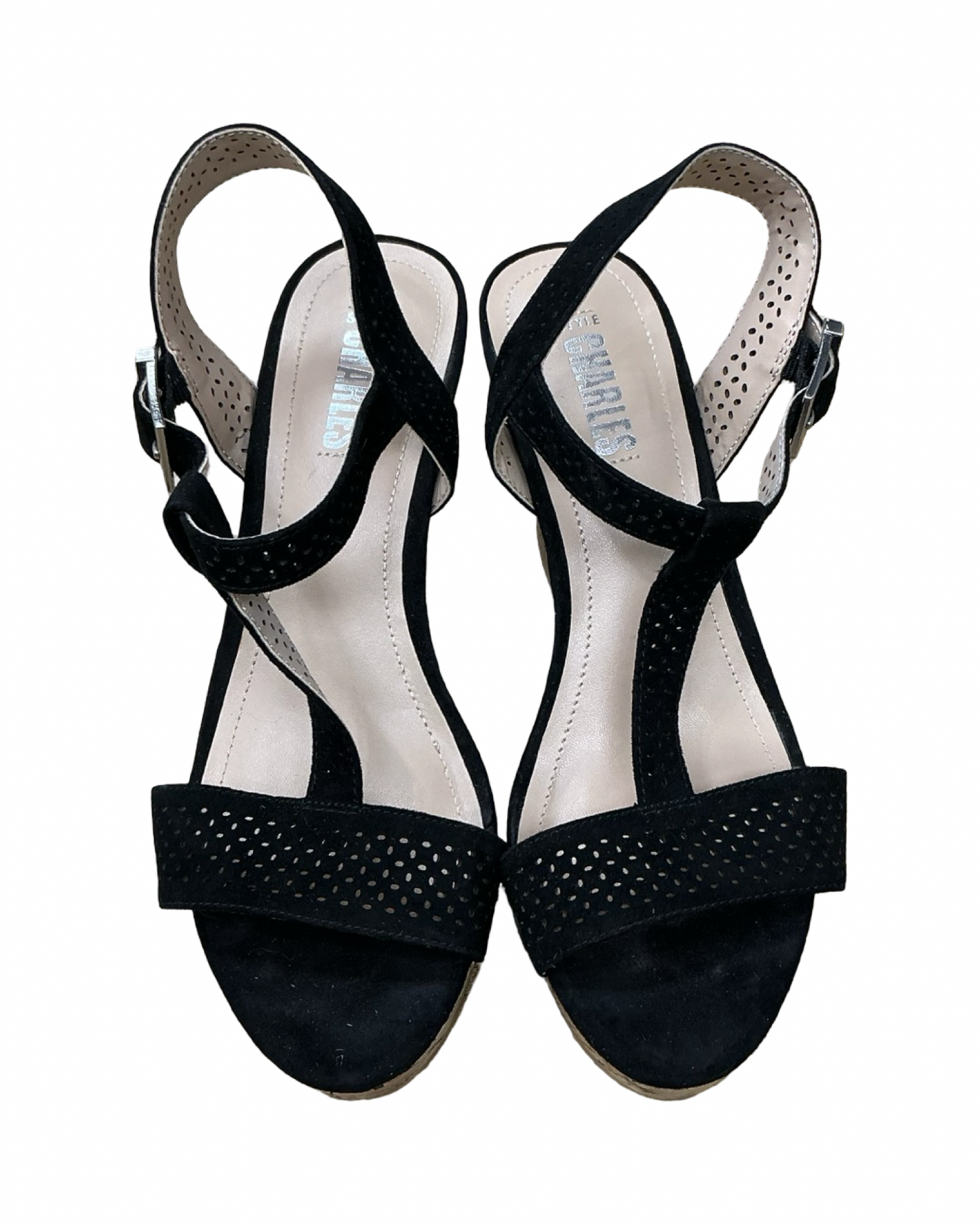 Sandals Heels Wedge By Clothes Mentor In Black, Size:6