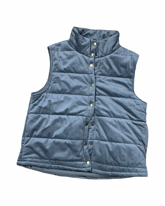 Vest Puffer & Quilted By Hem & Thread In Grey, Size:M