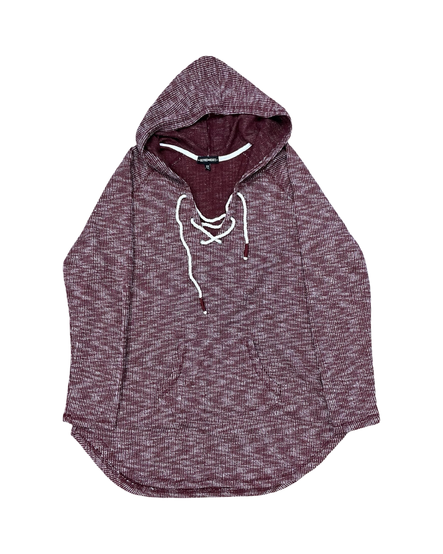 Top Ls By Inspired Hearts In Maroon, Size:2X