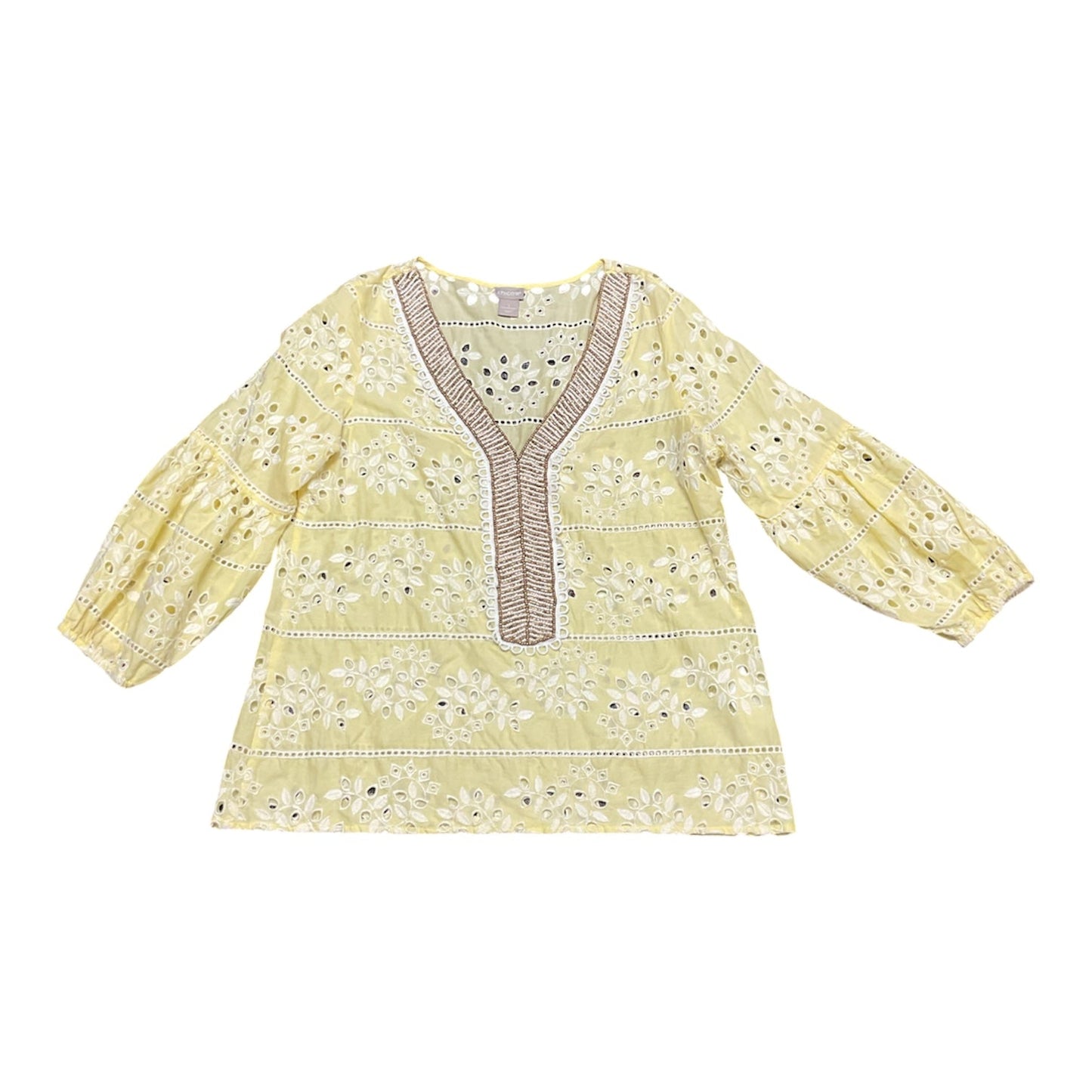 Top Ls By Chicos In Yellow, Size:M