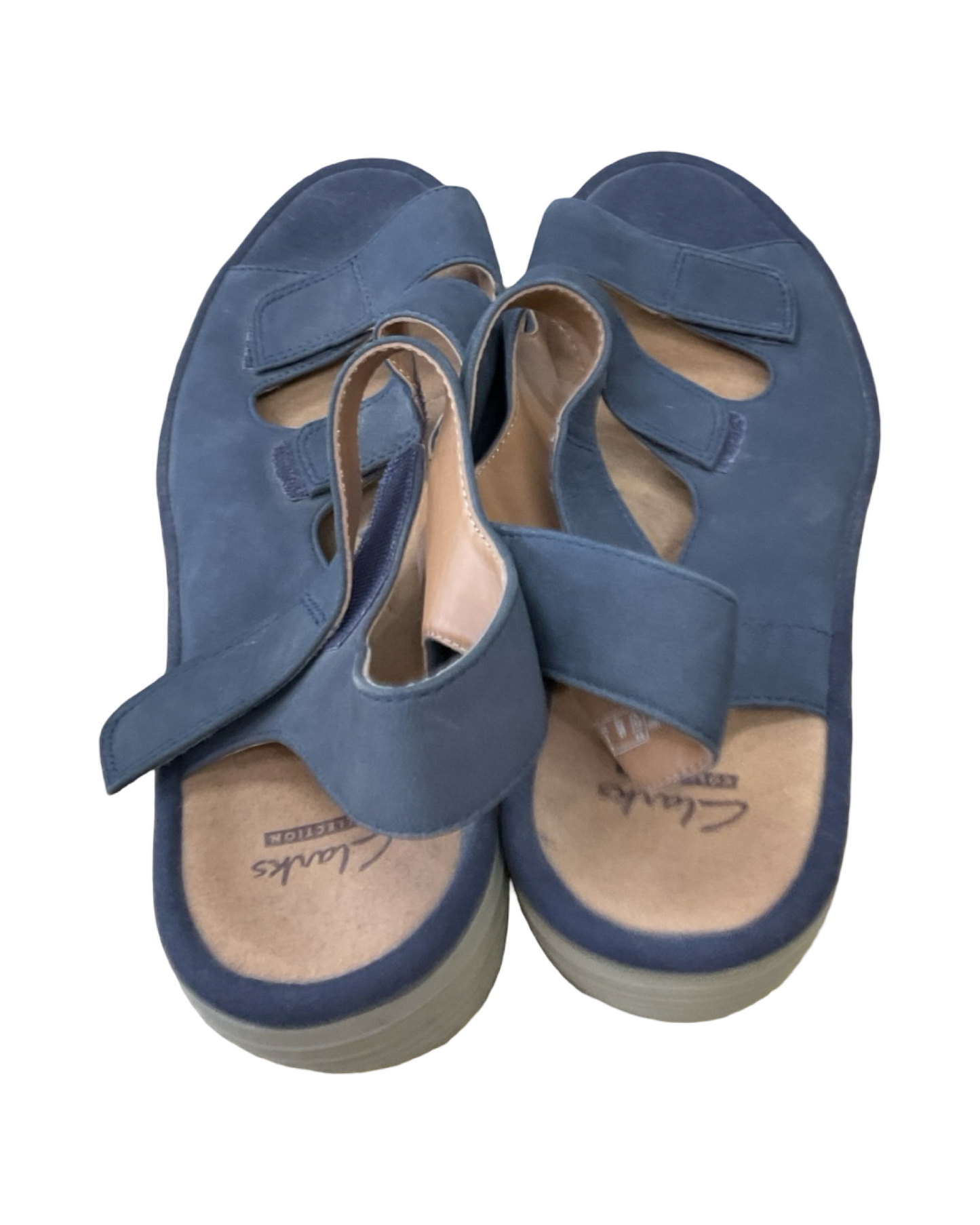 Sandals Heels Block By Clarks In Blue, Size:9