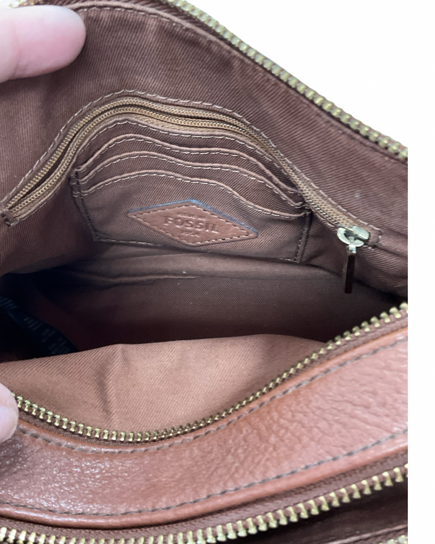 Crossbody Leather By Fossil In Brown, Size:Medium