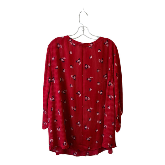 Top 3/4 Sleeve By Catherines In Red, Size:2X