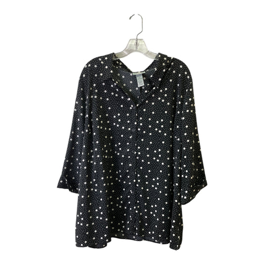 Top 3/4 Sleeve By Catherines In Black & White, Size:2X