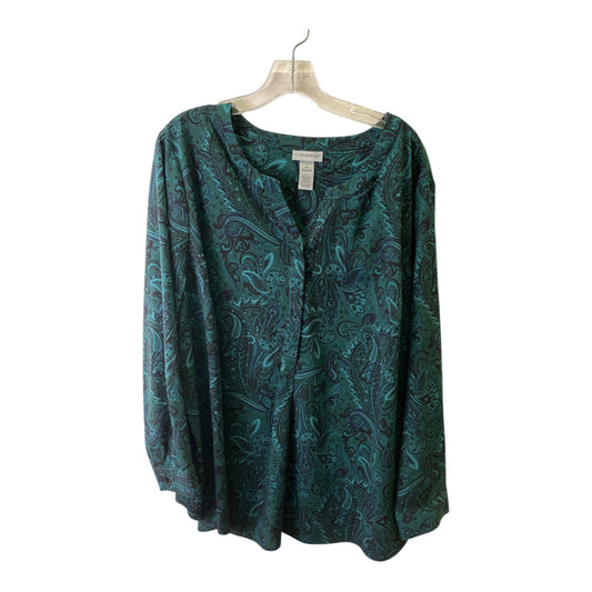 Top 3/4 Sleeve By Catherines In Teal, Size:2X