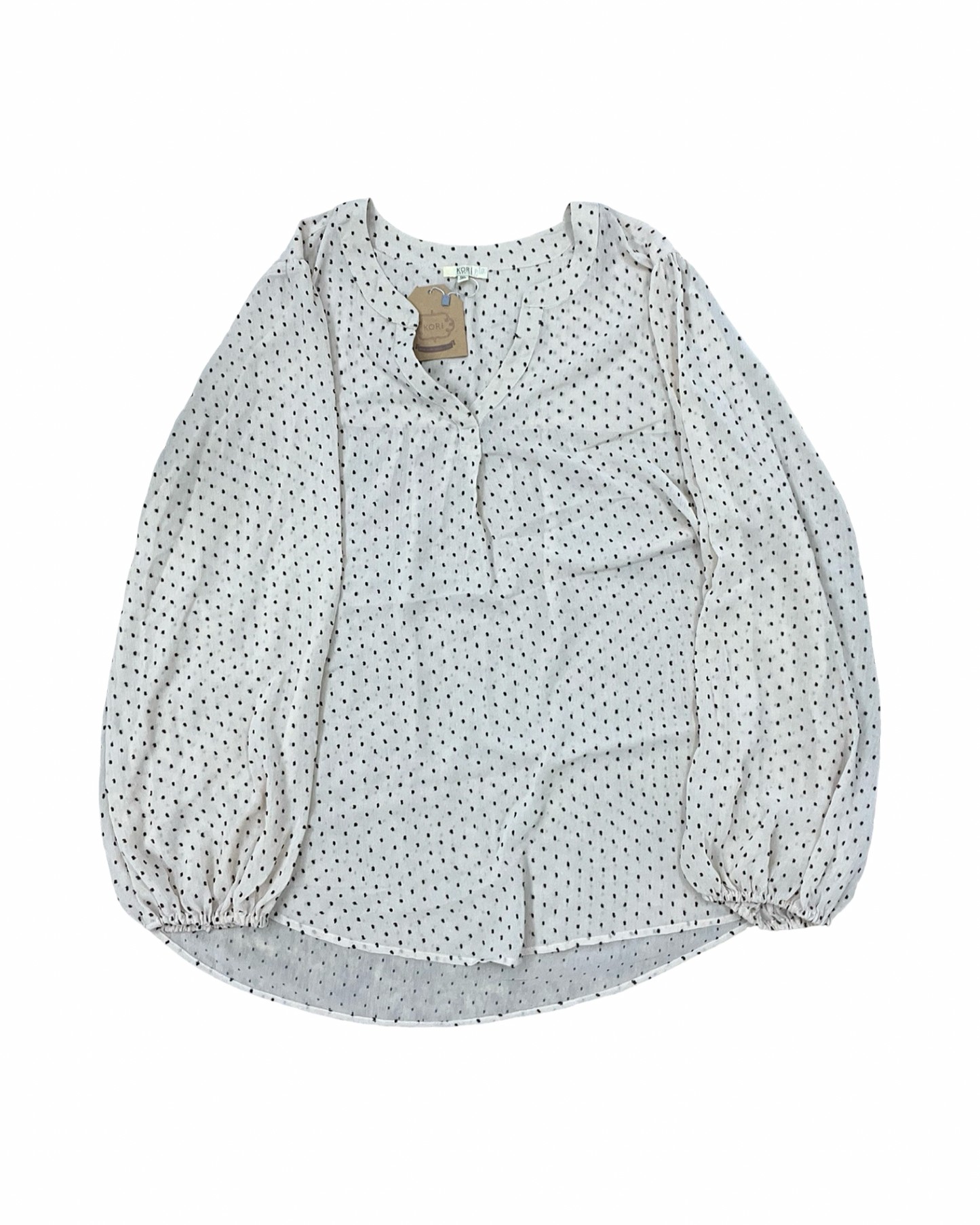 Top Ls By Kori America In Black & Cream, Size:1X