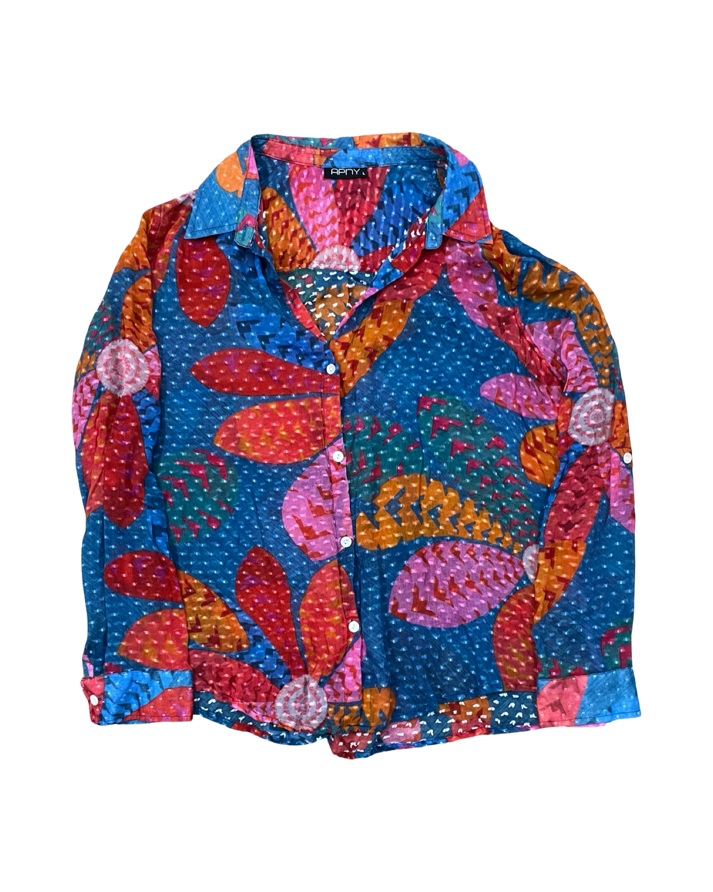 Blouse Ls By Clothes Mentor In Blue & Red, Size:L