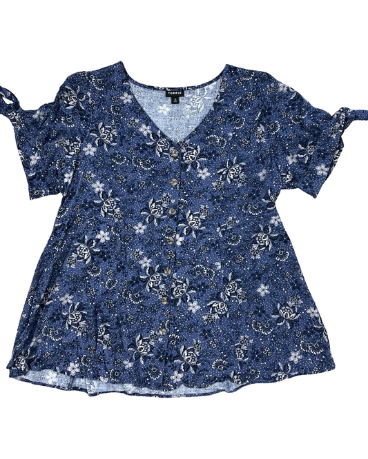 Blouse Ss By Torrid In Blue, Size:L