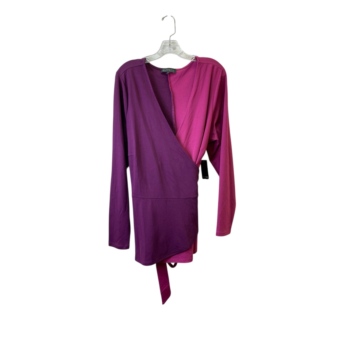 Top Ls By Eloquii In Pink & Purple, Size:2X