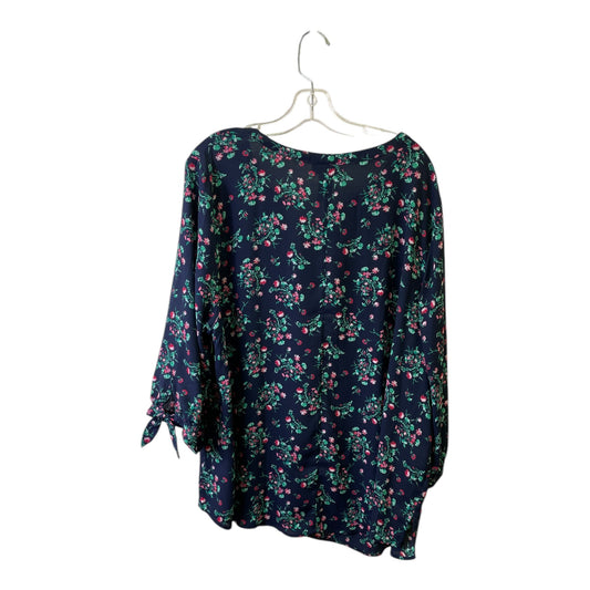 Top 3/4 Sleeve By Catherines In Blue & Pink, Size:2X
