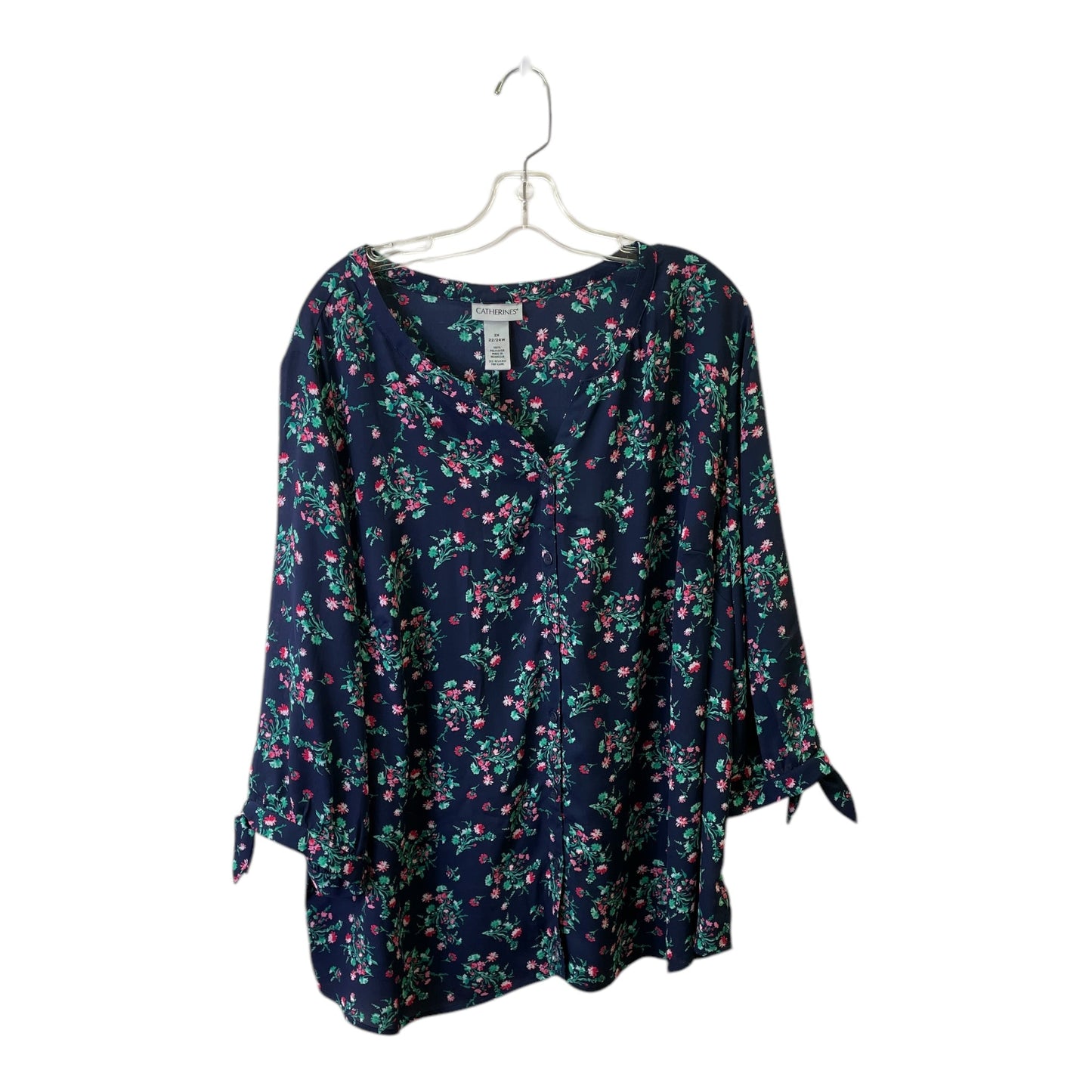 Top 3/4 Sleeve By Catherines In Blue & Pink, Size:2X