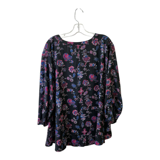Top 3/4 Sleeve By Catherines In Black, Size:2X