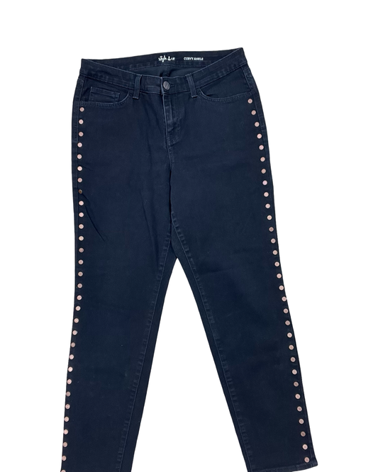Jeans Straight By Style And Company In Black Denim, Size:8