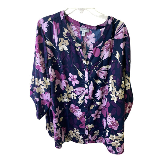 Top 3/4 Sleeve By Catherines In Blue, Size:2X