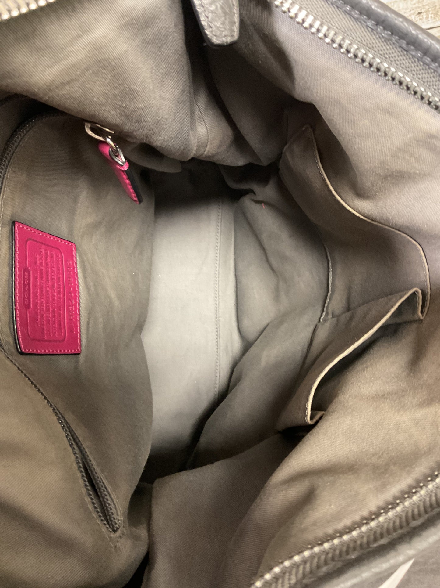 Handbag Designer By Coach In Grey & Pink, Size:Large