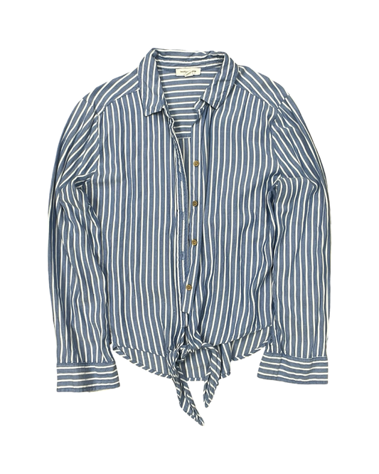 Blouse Ls By Beachlunchlounge In Blue & White, Size:M