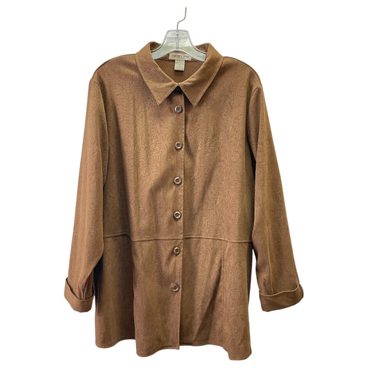 Blazer By Notations In Brown, Size:1X
