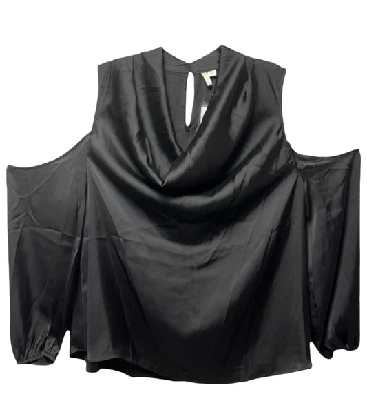 Cowl Neck Cold Shoulder Blouse By Cato In Black, Size: XL