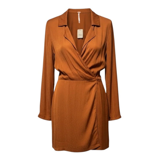 Simone Notch Lapel Mini Dress By Free People In Copper, Size: M