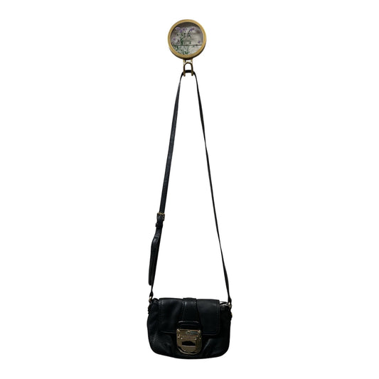 Crossbody Designer By Michael Kors In Black & Gold, Size:Small