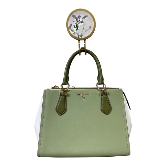 Handbag Designer By Michael Kors In Green & White, Size:Medium