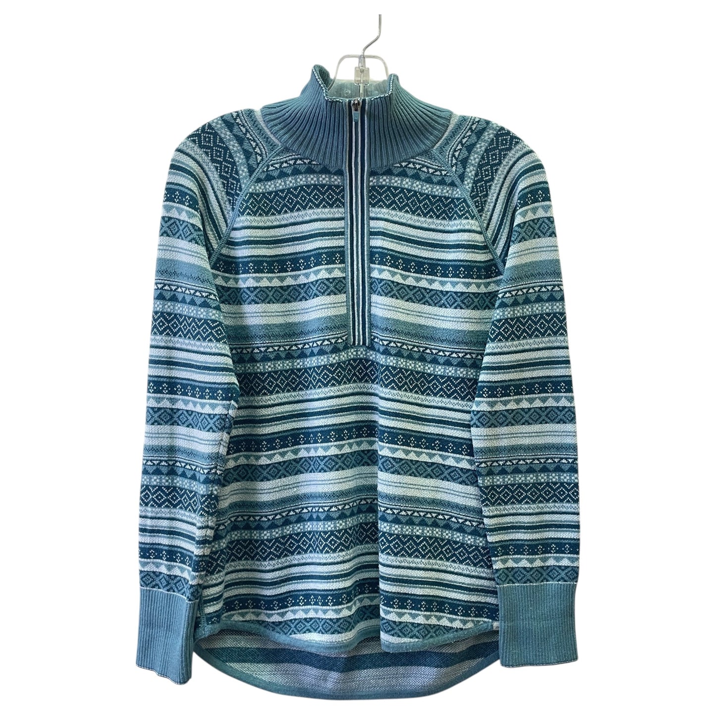 SWEATSHIRT COLLAR by EDDIE BAUER In BLUE & WHITE, Size: S
