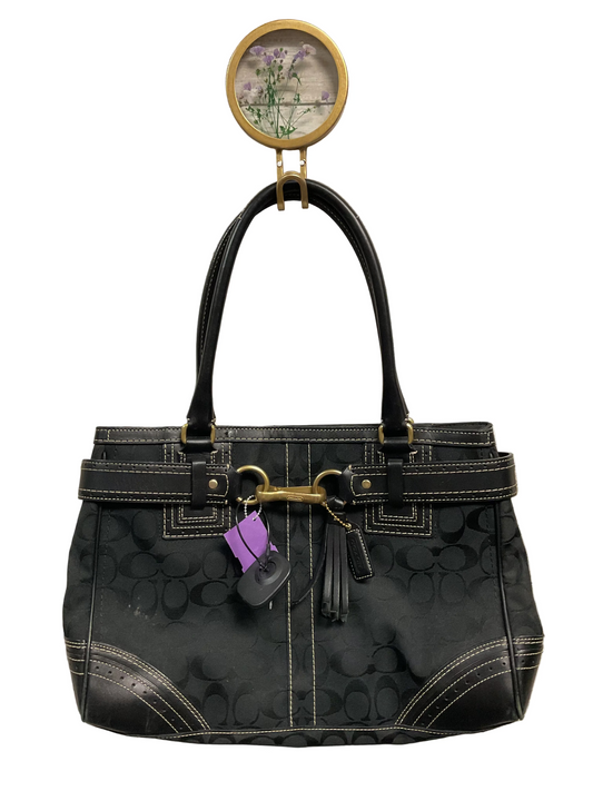 Handbag Designer By Coach In Black & Gold, Size:Large
