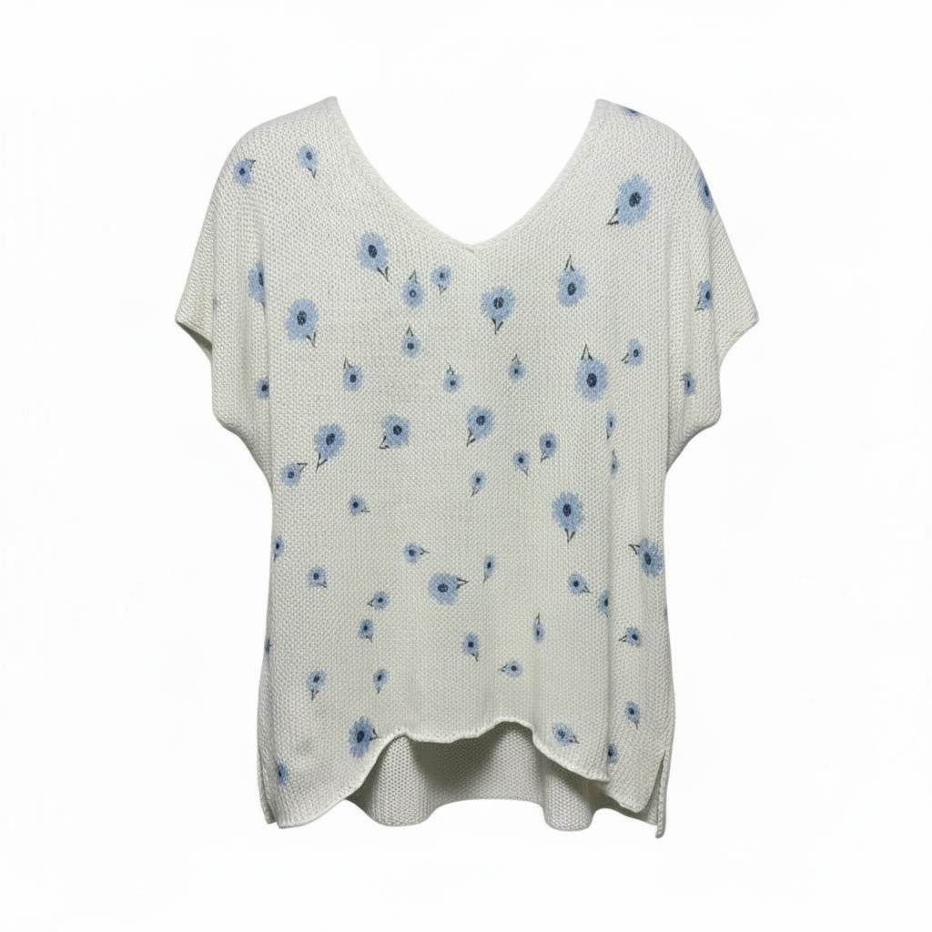 Short Sleeve Sweater By Wooden Ships By Paola In Floral Print, Size: M