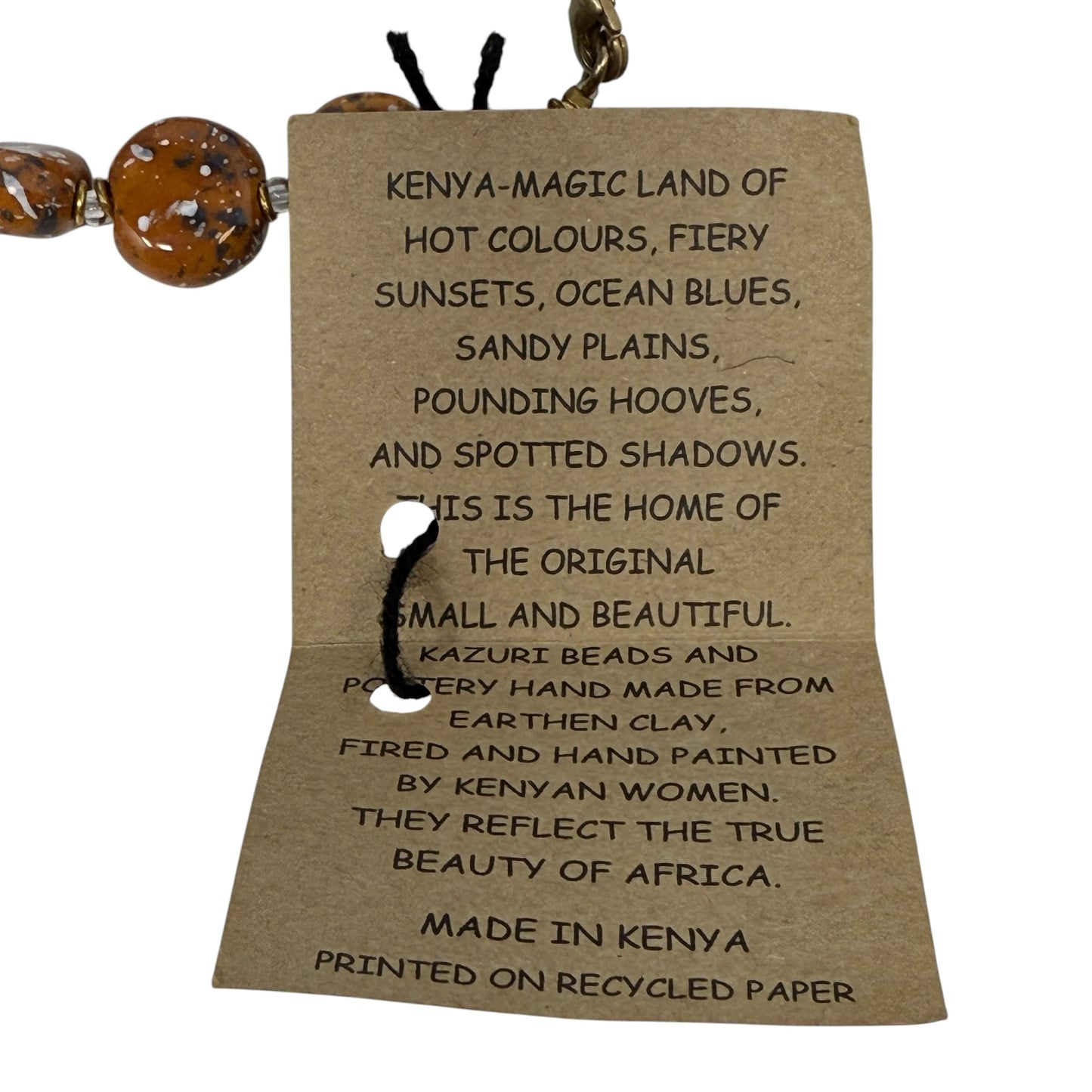 Kenyan Hand Painted Clay Beaded Necklace By Kazuri