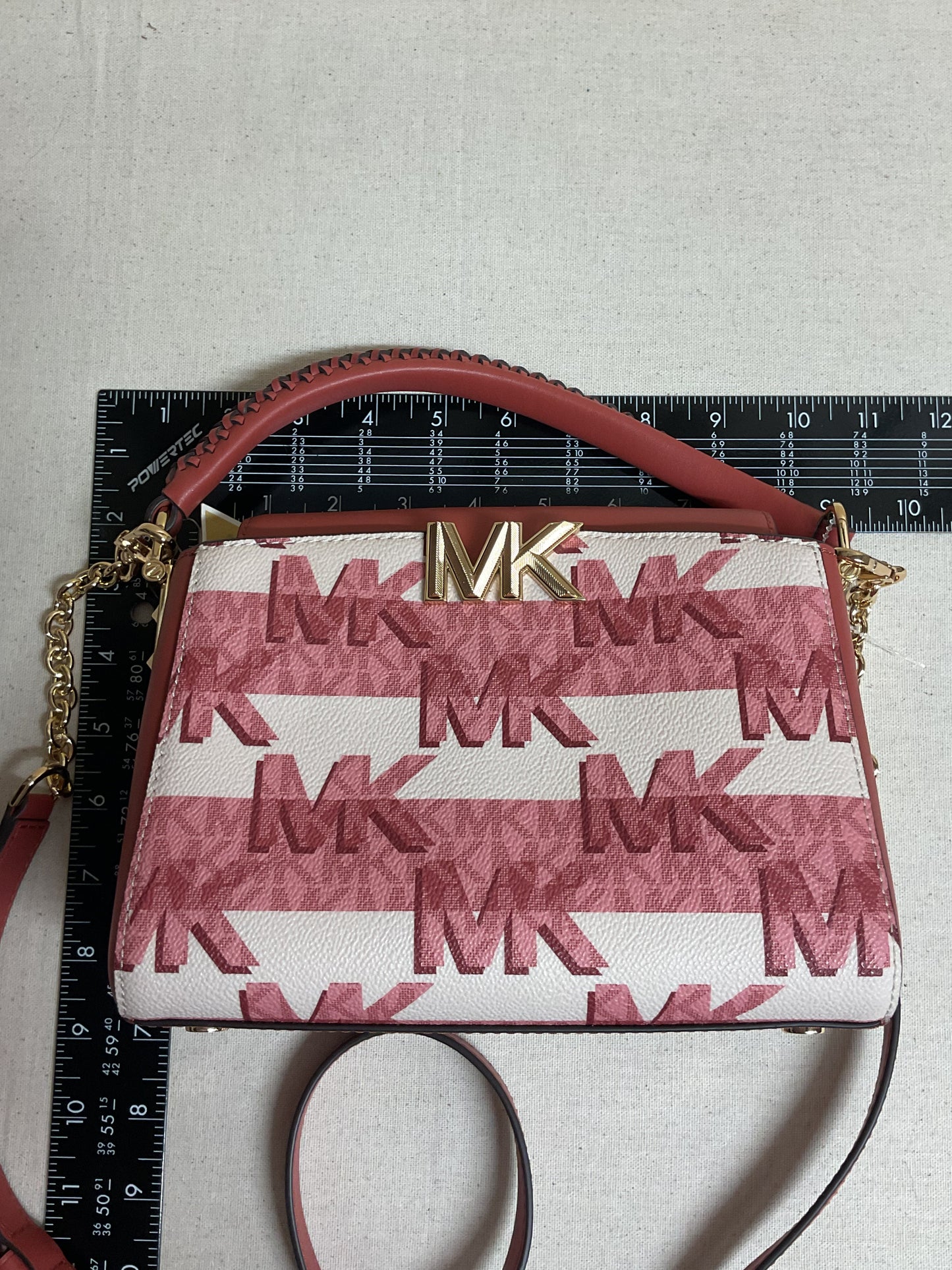 Crossbody Designer By Michael Kors In Pink & White, Size:Small