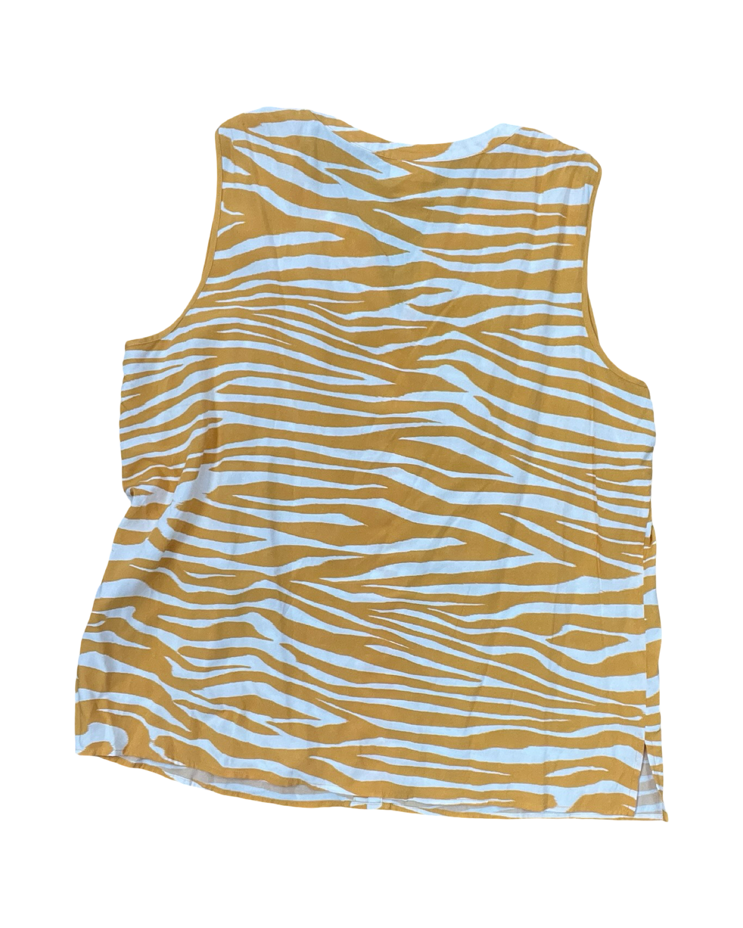 Top Sleeveless By Liz Claiborne In White & Yellow, Size:Xl