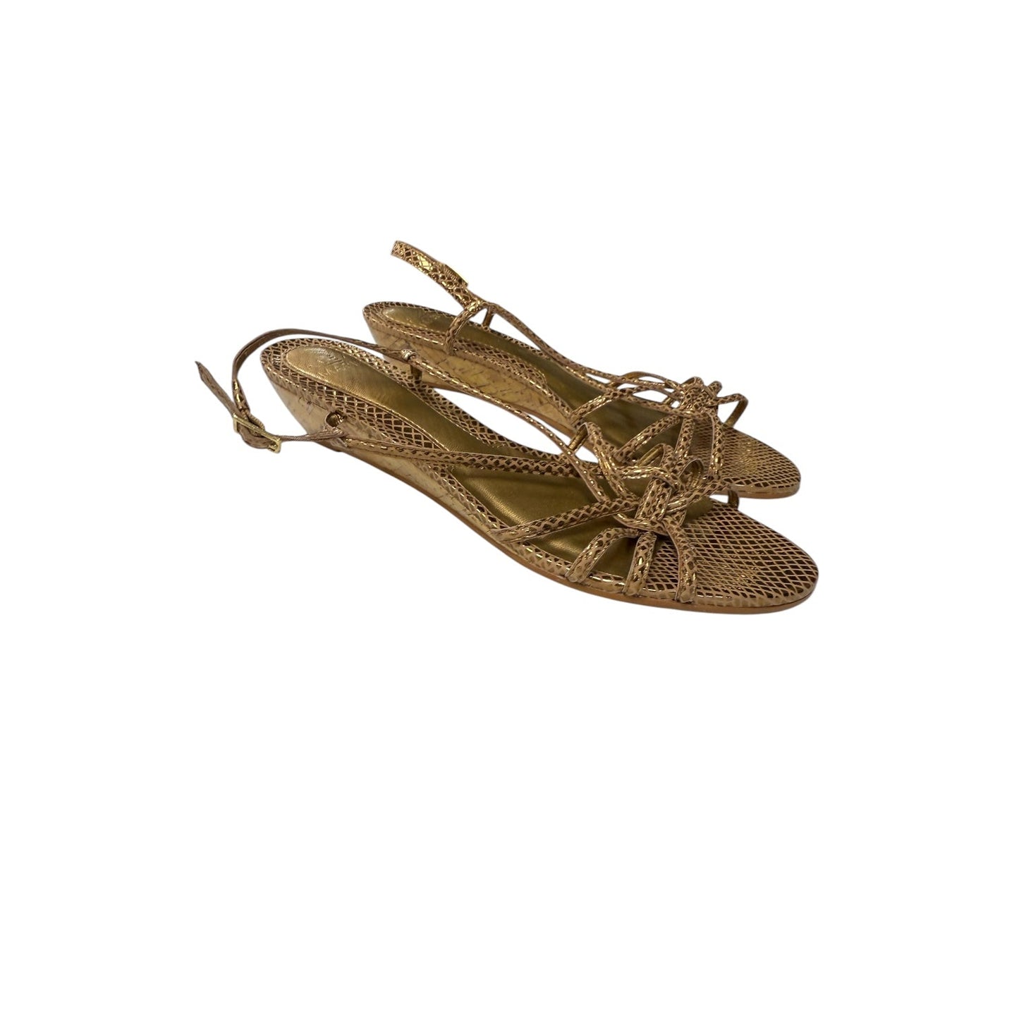 Sandals Heels Wedge By Alex Marie In Gold, Size:8.5