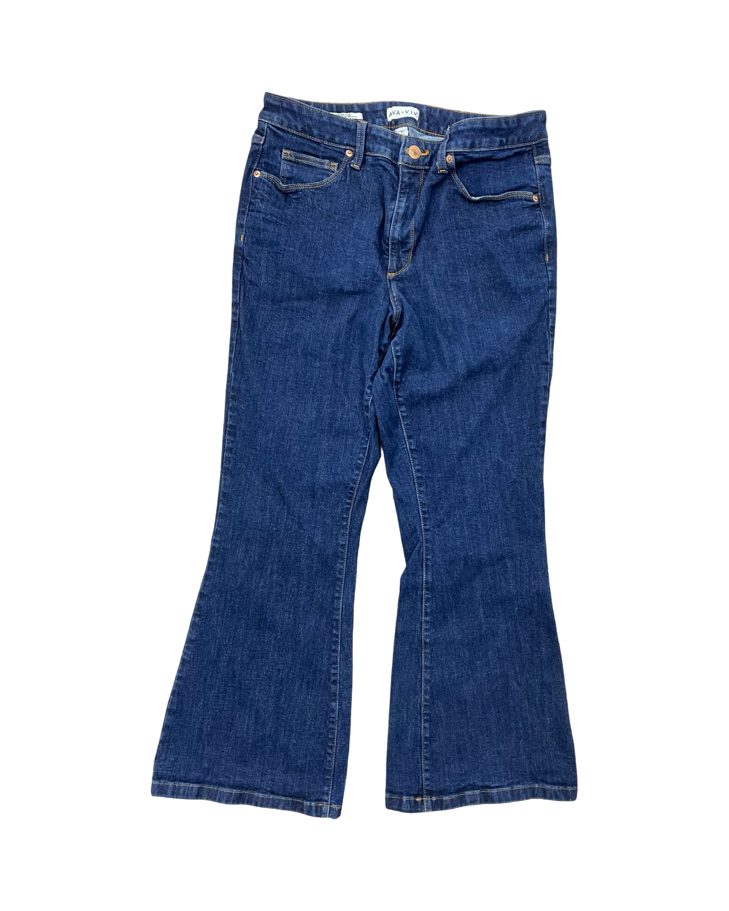Jeans Flared By Ava & Viv In Blue Denim, Size:16